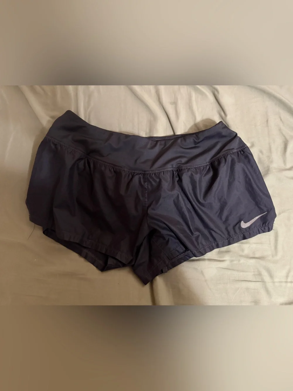 Nike navy dri fit micro Athletic Running Shorts with Reflective Swoosh